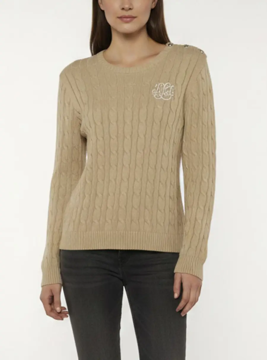 Lauren Ralph Lauren Beige Knit Long Sleeve Sweater XL
