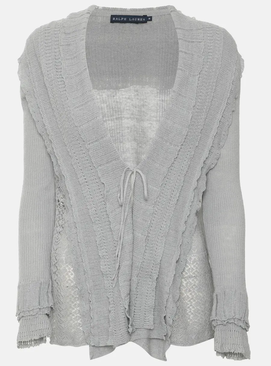 Ralph Lauren Grey Knit and Lace Cardigan M