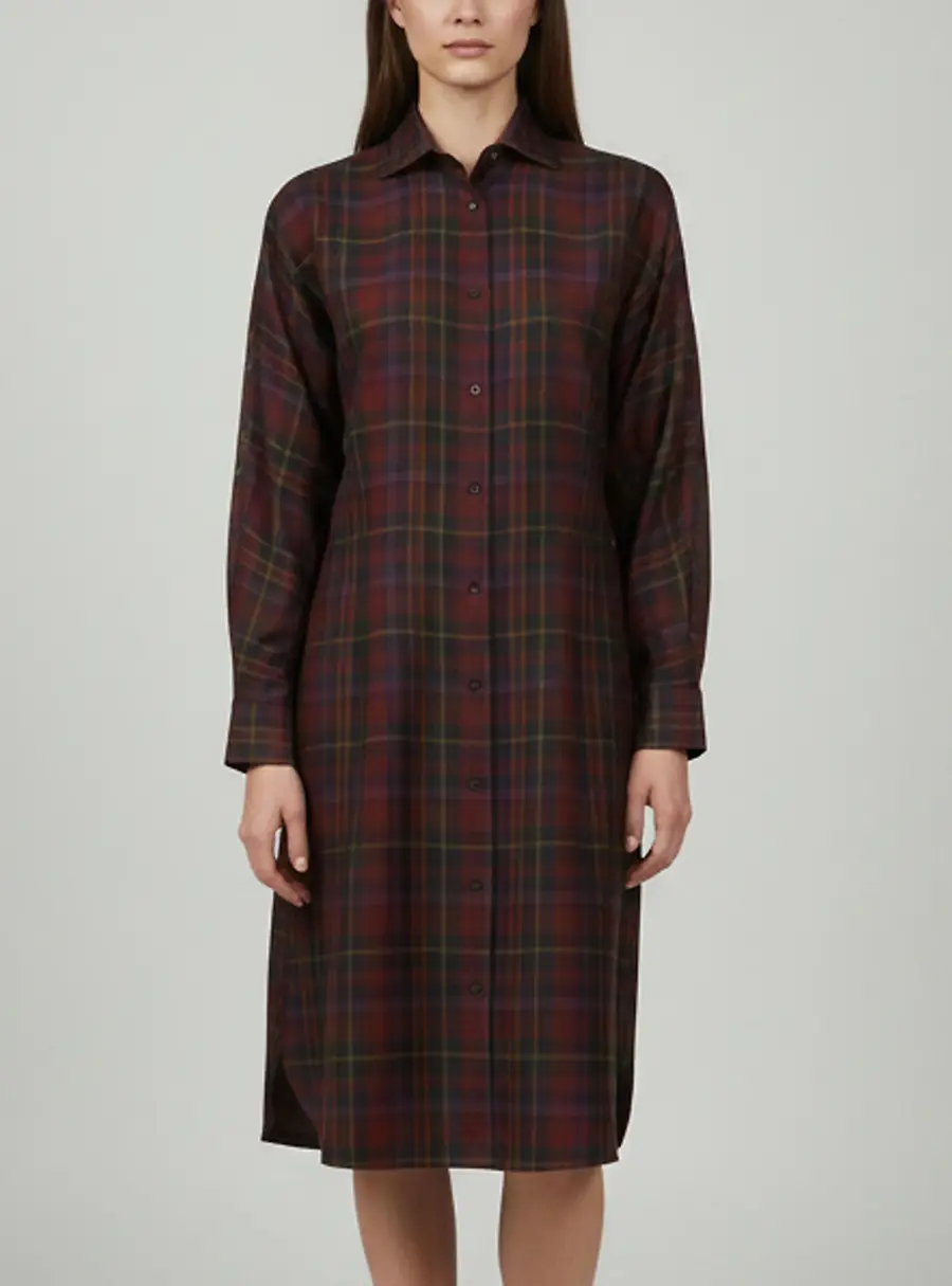 Ralph Lauren Multicolour Check Print Silk Shirt Dress S