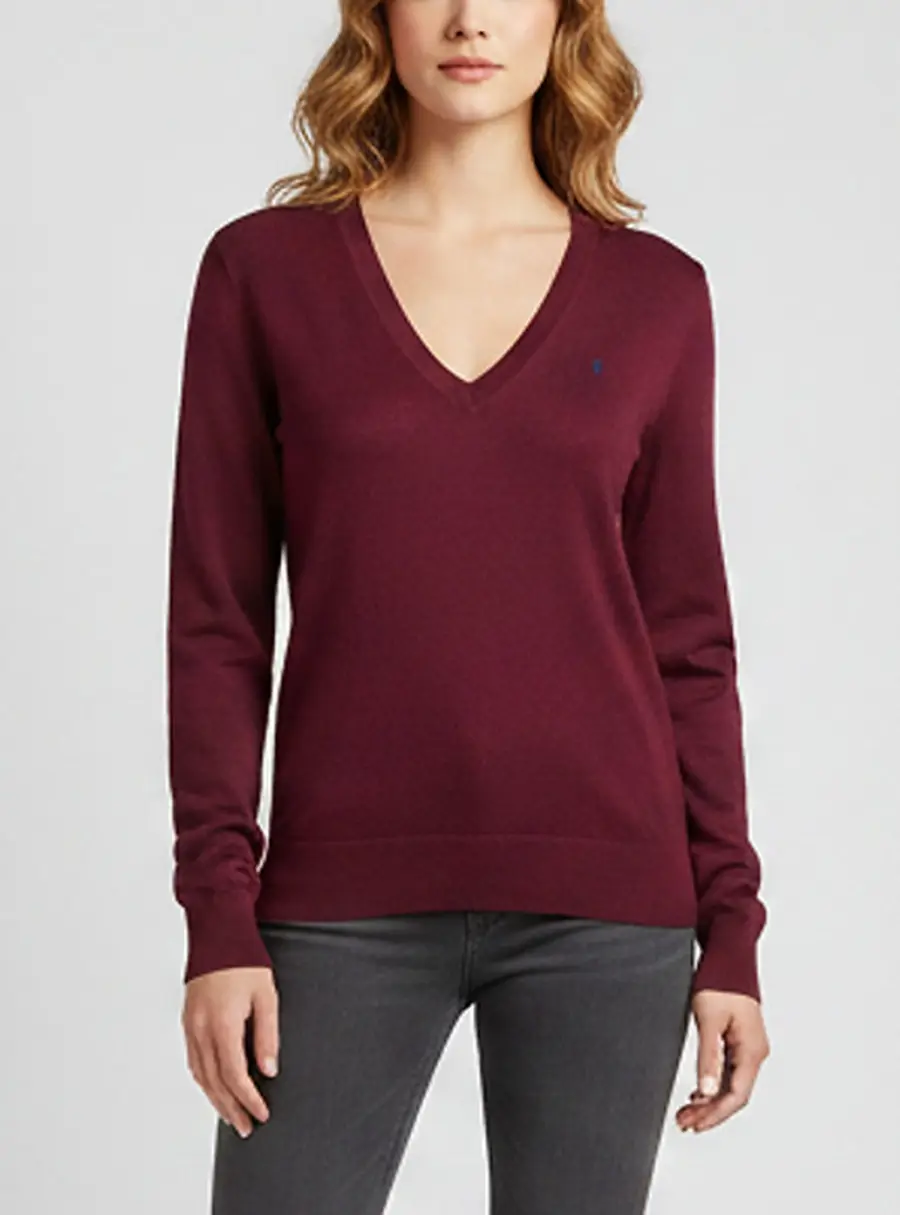 Ralph Lauren Sport Burgundy Knit Long Sleeve Sweater M