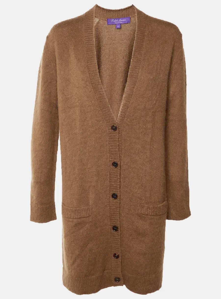 Ralph Lauren Purple Label Brown Cashmere & Alpaca Long Cardigan S