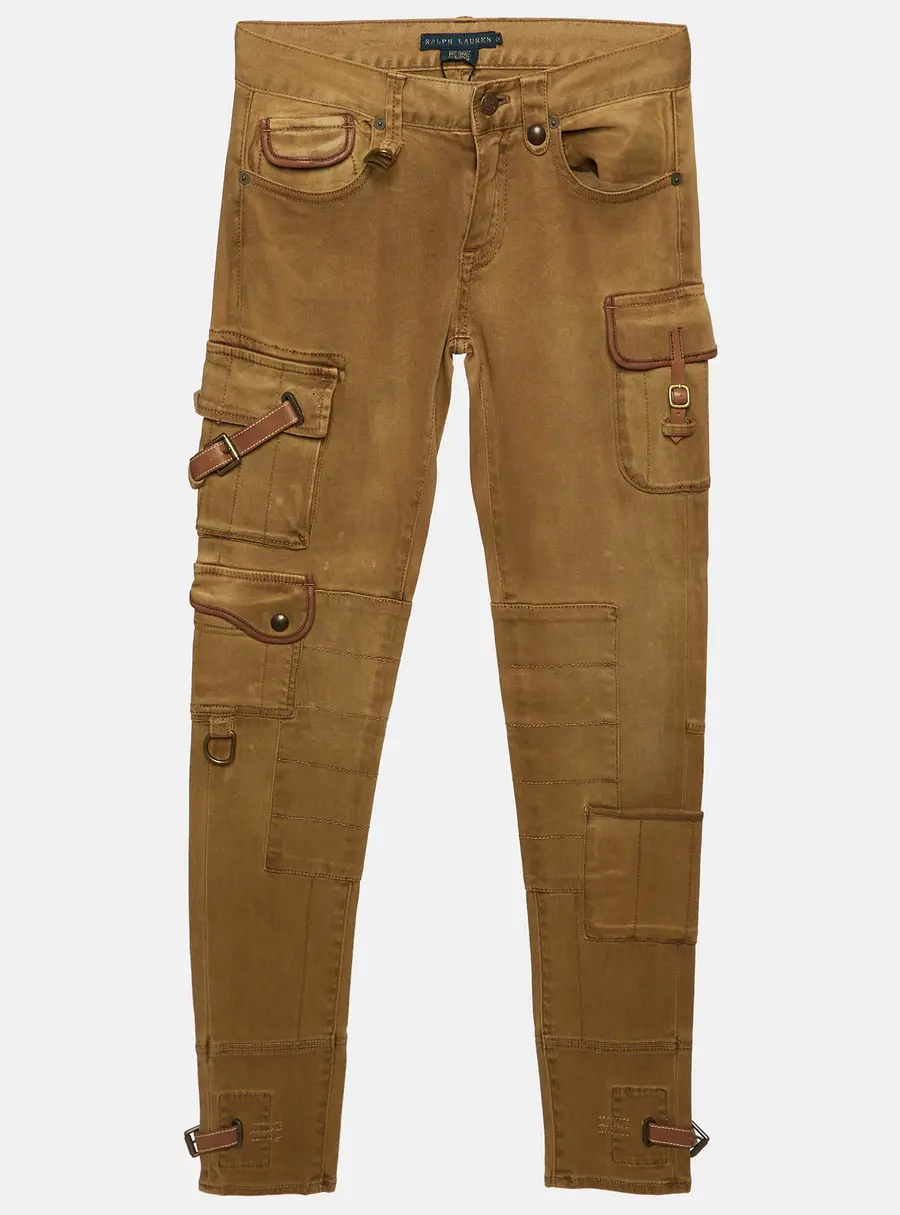 Ralph Lauren Caramel Brown Gabardine Pocket Detail Cargo Pants XS