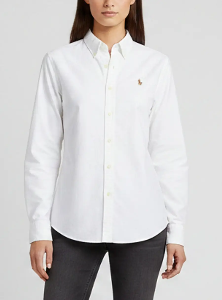 Ralph Lauren White Oxford Cotton Slim Fit Shirt L