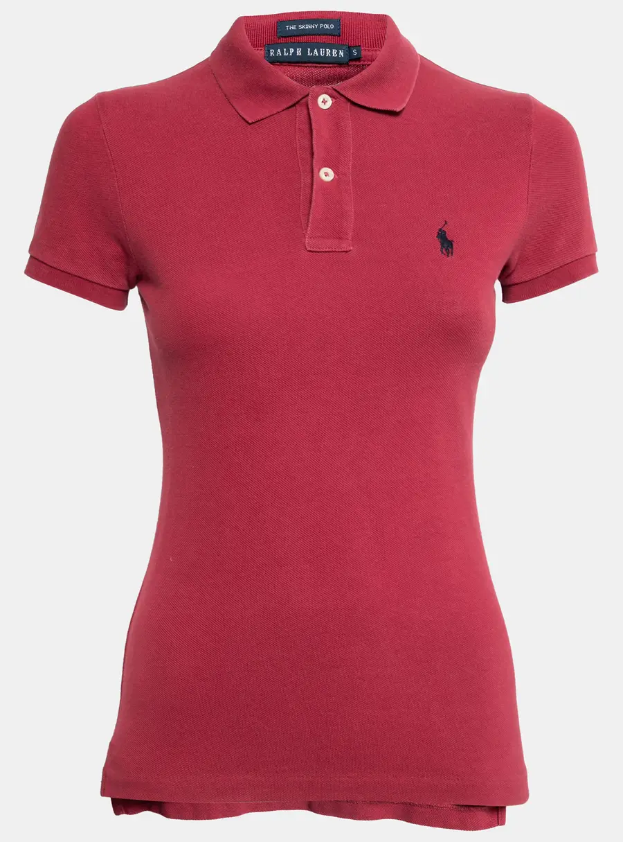 Ralph Lauren Red Cotton Pique Skinny Polo T-Shirt S