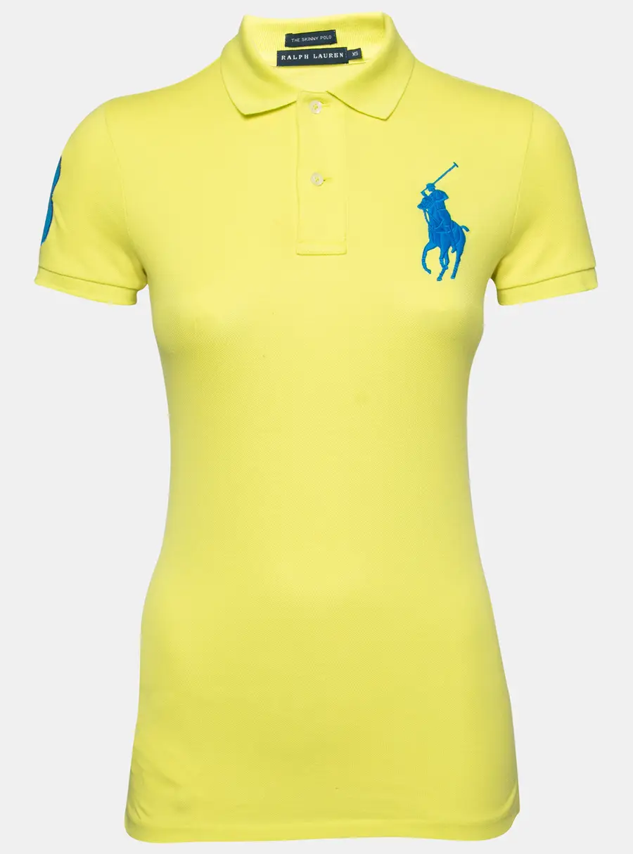 Ralph Lauren Yellow Cotton Pique Skinny Polo T-Shirt XS