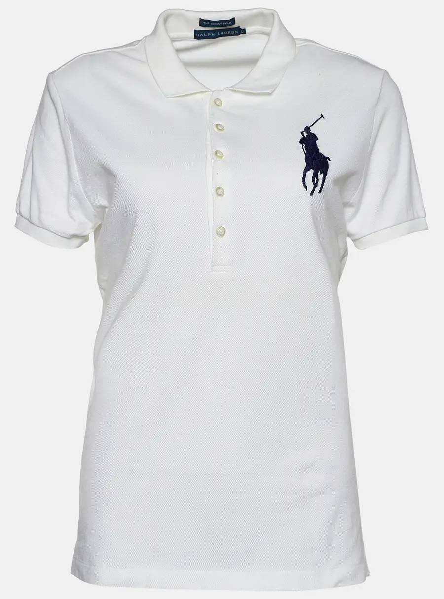 Ralph Lauren White Cotton Pique Polo T-Shirt L