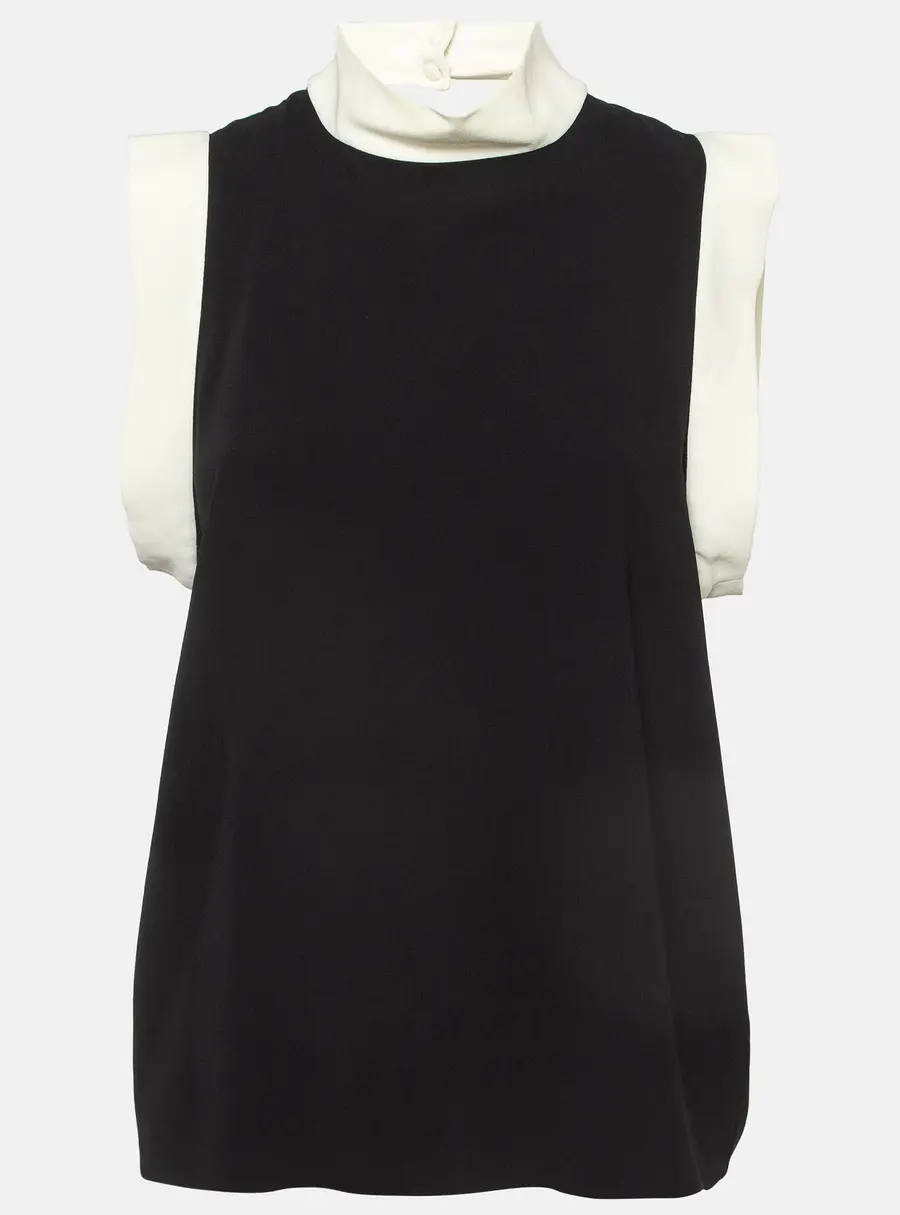 Ralph Lauren Black Sateen Mock Neck Sleeveless Top M