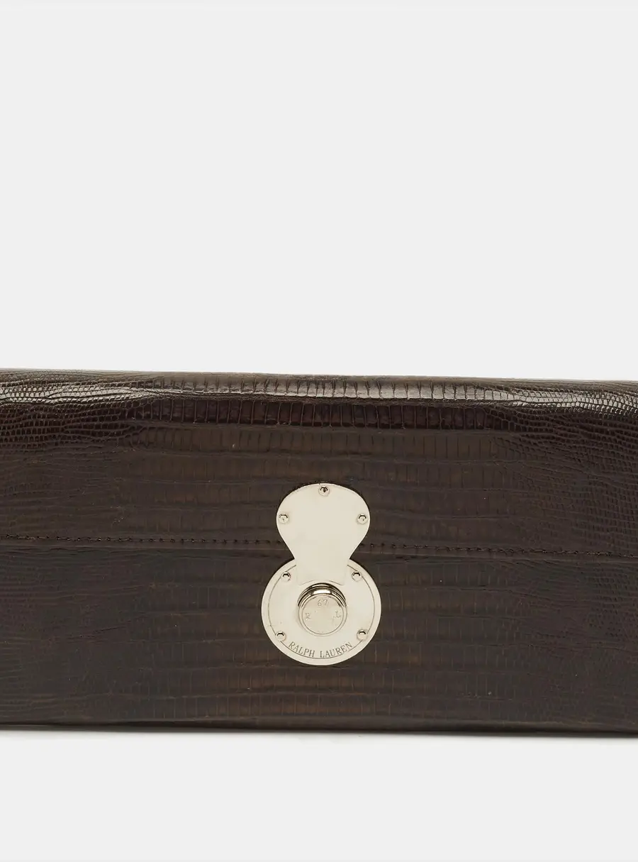 Ralph Lauren Ricky Dark Brown Lizard Continental Wallet
