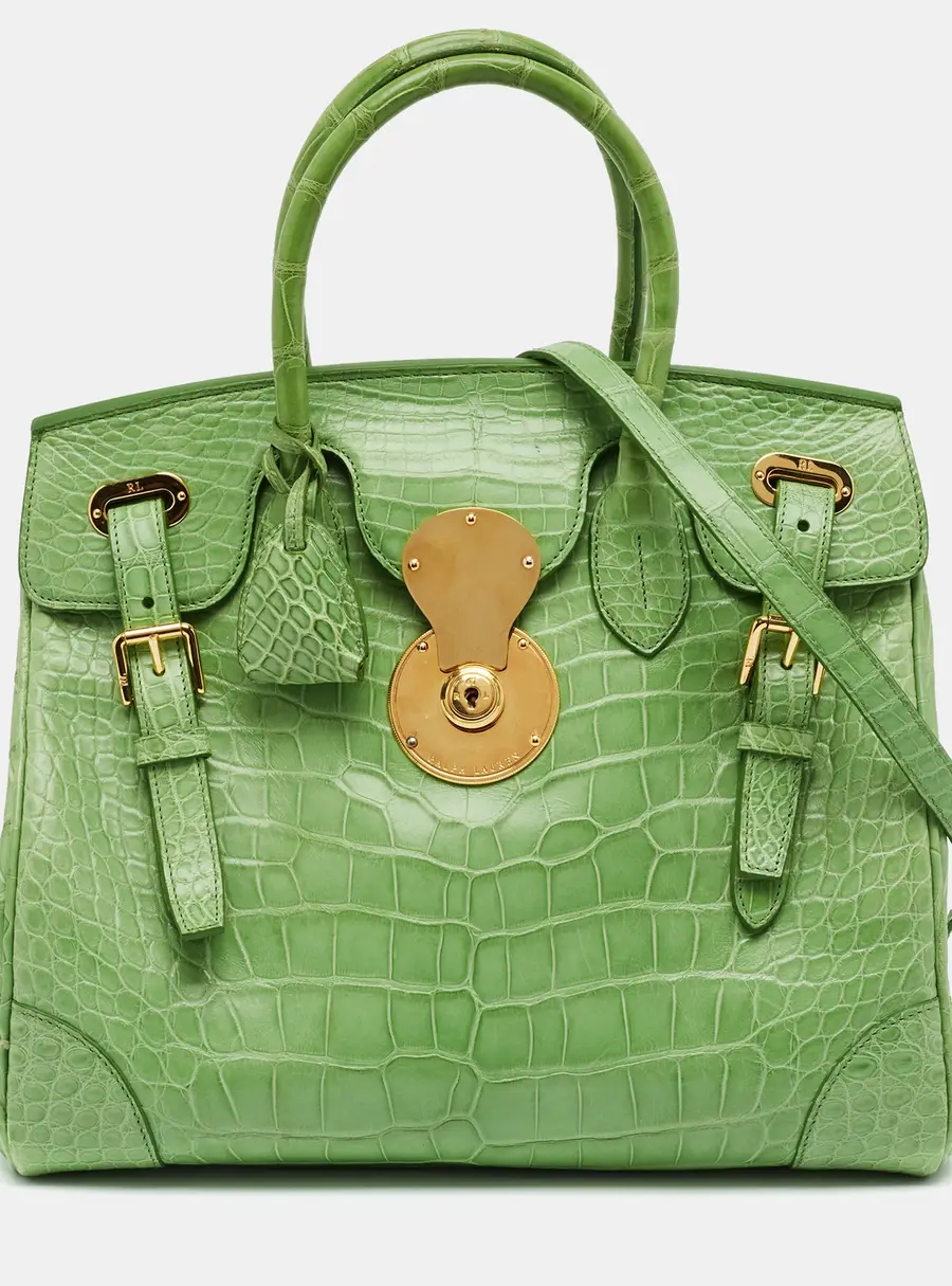 Ralph Lauren Ricky 33 Green Alligator Tote