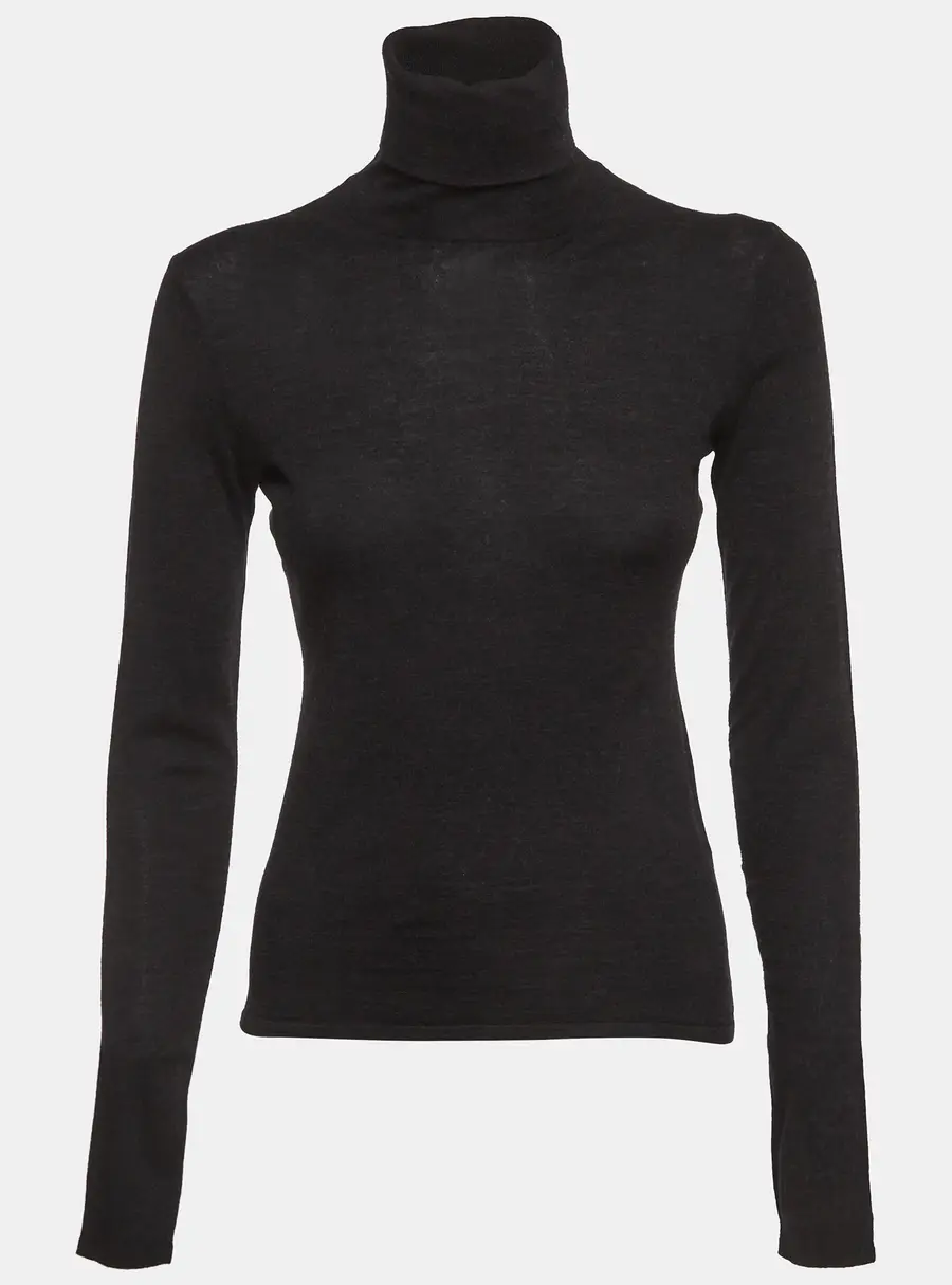 Ralph Lauren Collection Black Wool Jersey Turtle Neck Top S