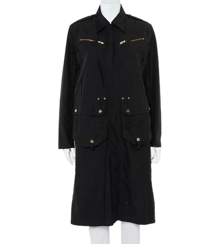 Ralph Lauren Collection Black Synthetic Zip Front Utility Coat M