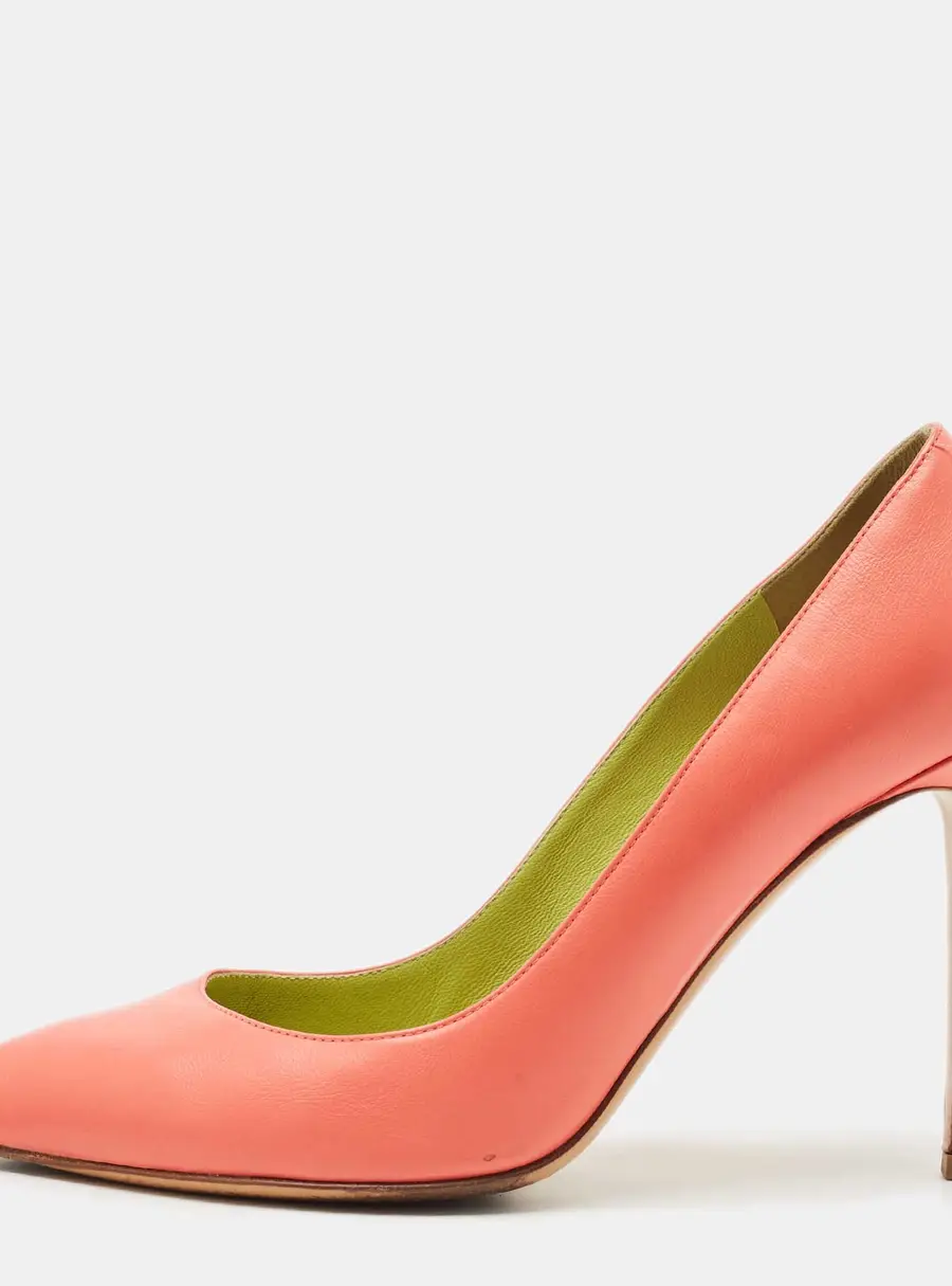 Ralph Lauren Collection Pink Leather Armissa Pointed Toe Pumps Size 37.5