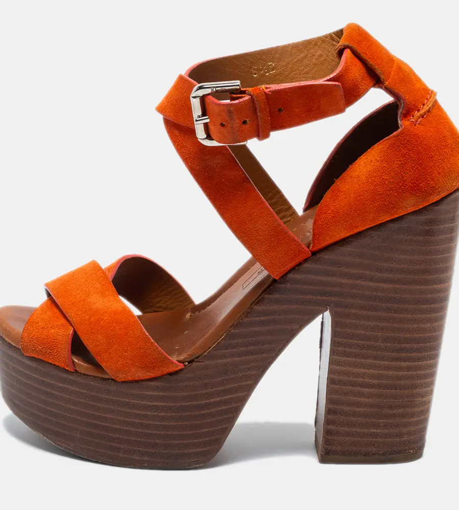 Ralph Lauren Collection Orange Suede Alannah Sandals Size 37