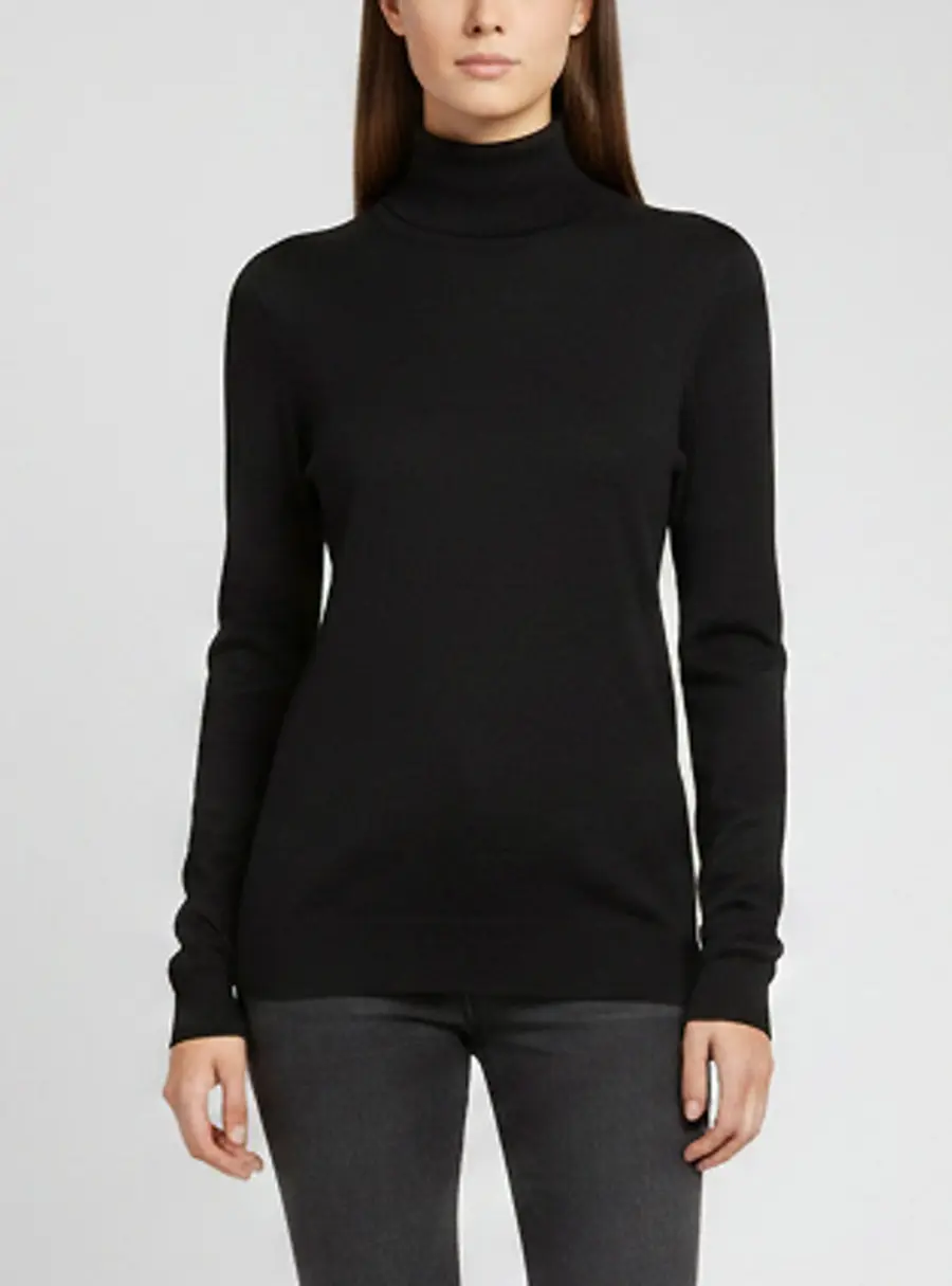 Ralph Lauren Black Cashmere Knit Turtleneck Sweater L