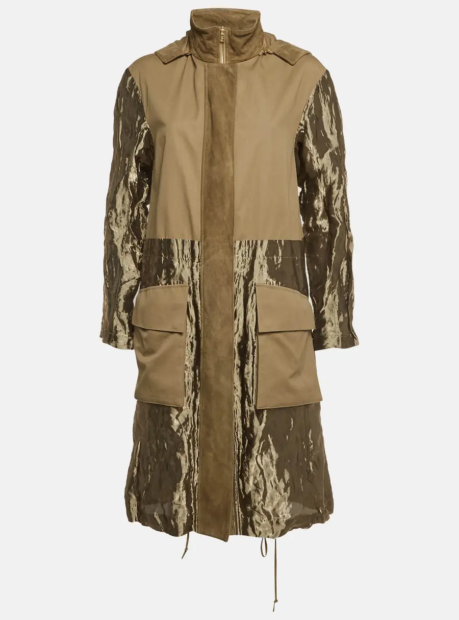 Ralph Lauren Purple Label Green Gabardine and Lurex Coat XS