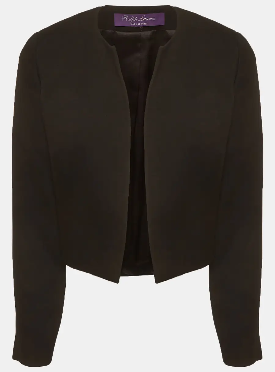 Ralph Lauren Purple Label Black Gabardine Open Front Jacket S