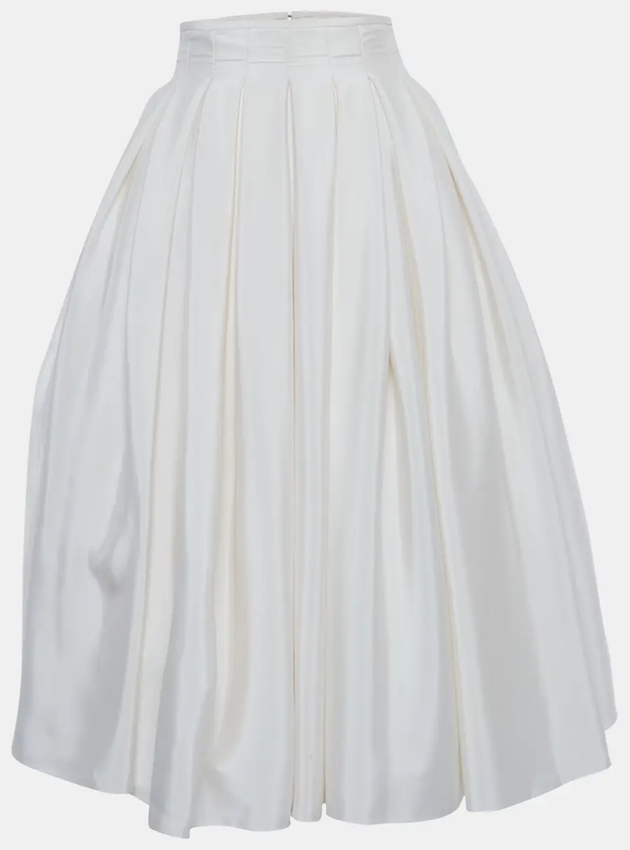 Rami al ali Cream Pleated Midi Skirt S