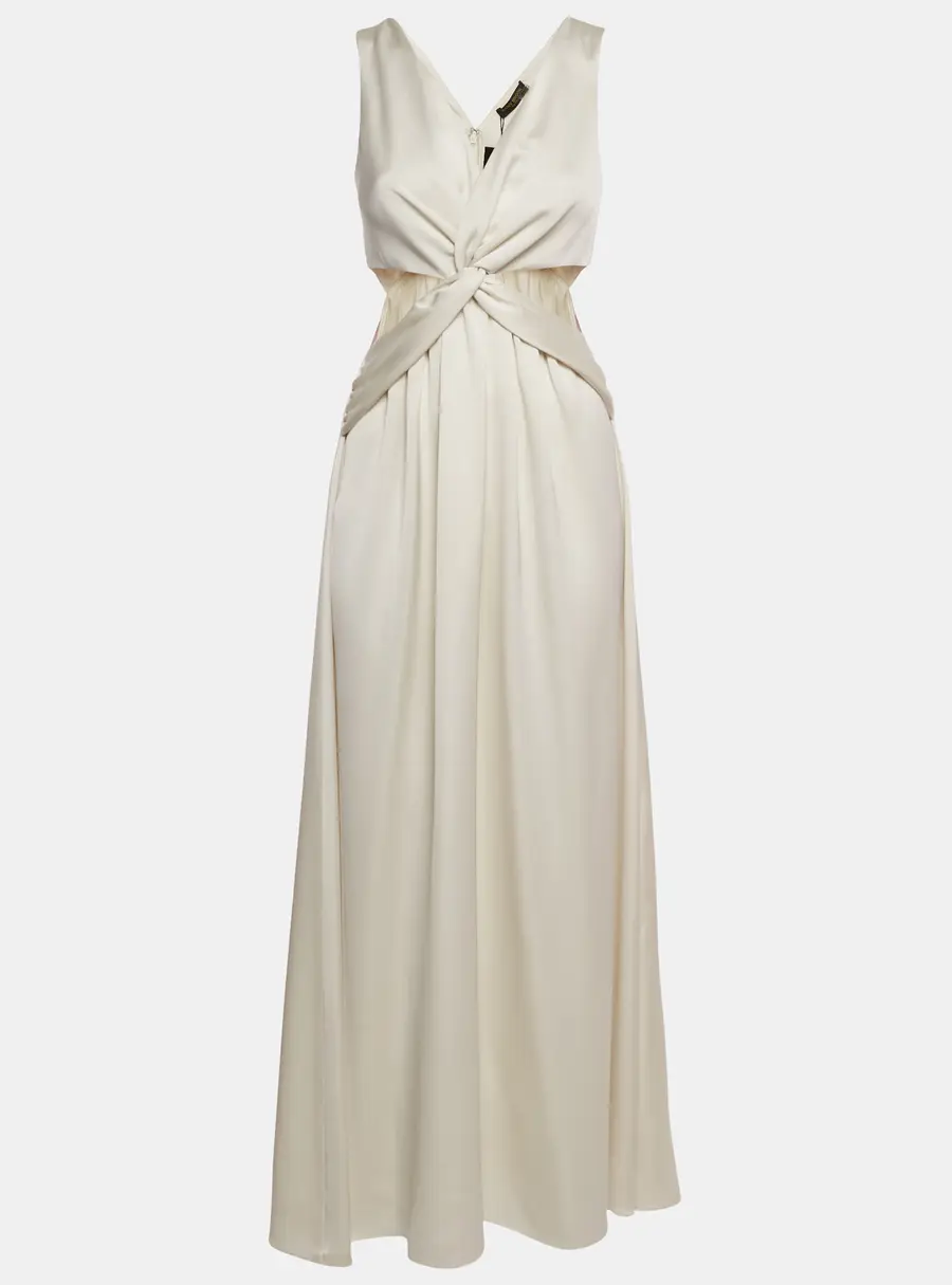 Ramy Brook Ivory White Satin Cut-Out Irene Dress XS