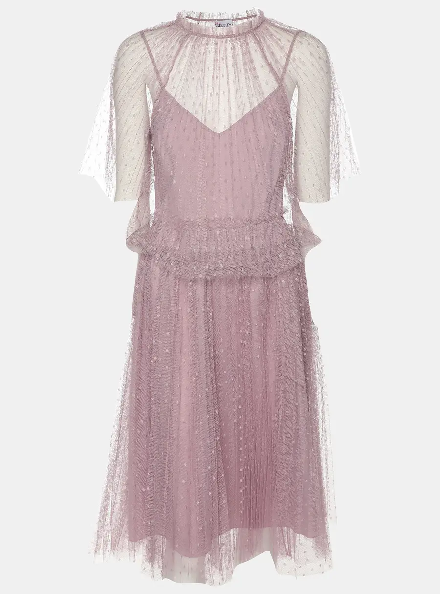 RED Valentino Mauve Tulle Top and Skirt Set S