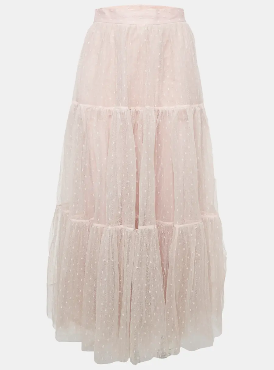RED Valentino Pink Tulle Tiered Maxi Skirt S