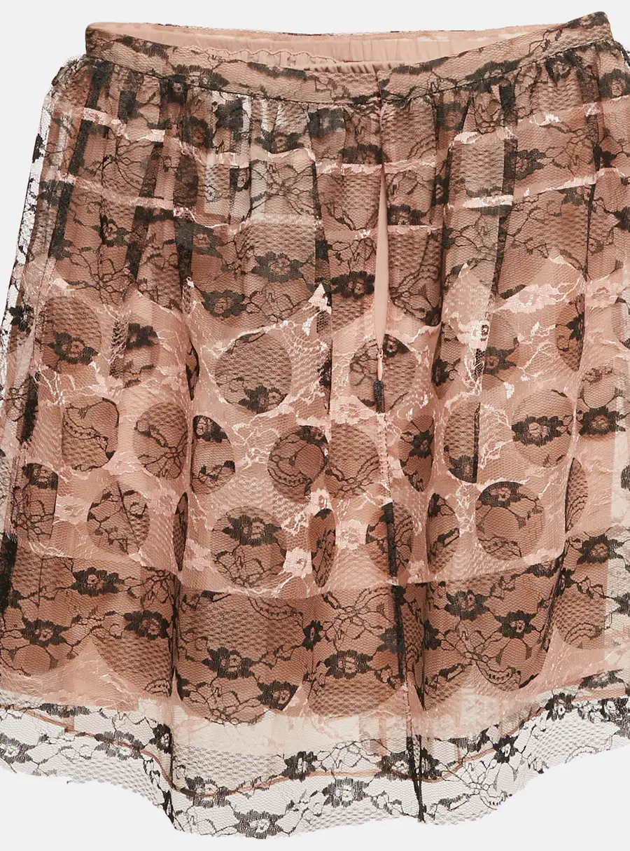 RED Valentino Beige/Black Patterned Tulle Mini Skirt S