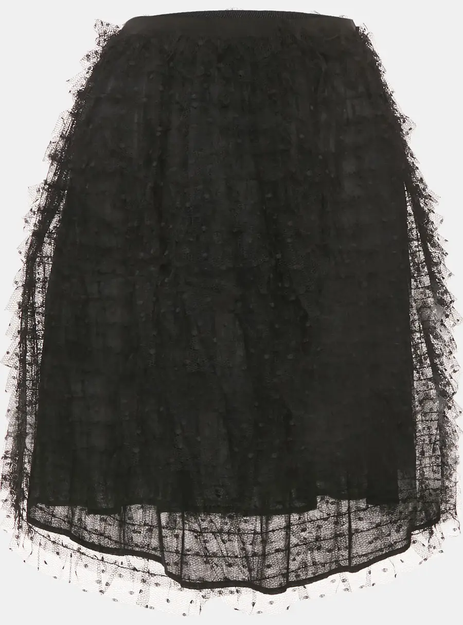 RED Valentino Black Tulle Ruffled Mini Skirt S