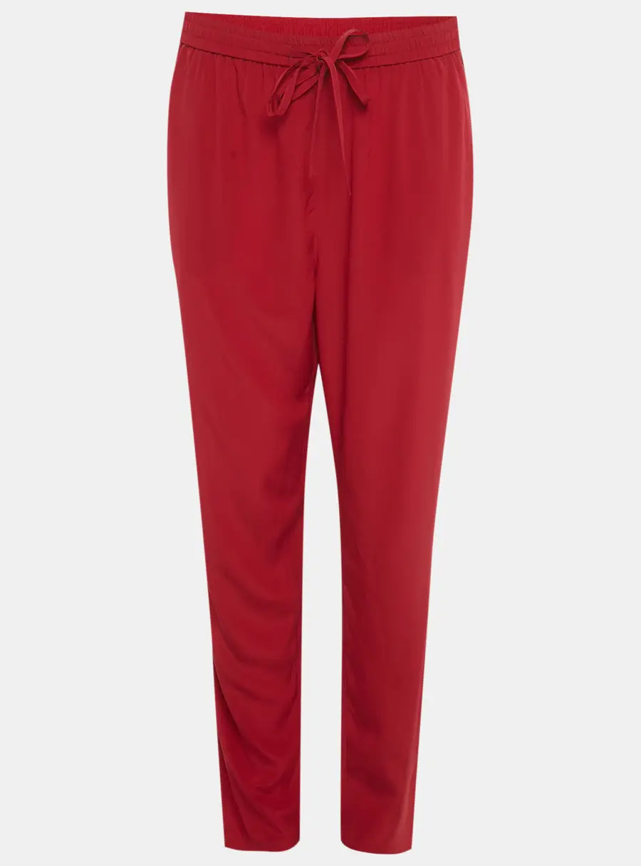 RED Valentino Red Silk Drawstring Trousers M