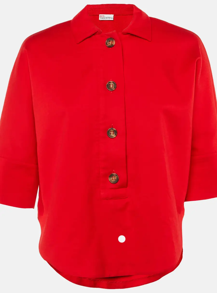 RED Valentino Red Cotton Button Front Top S