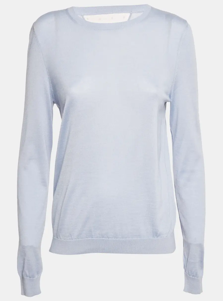 RED Valentino Blue Tulle Trim Cashmere Knit Sweatshirt M