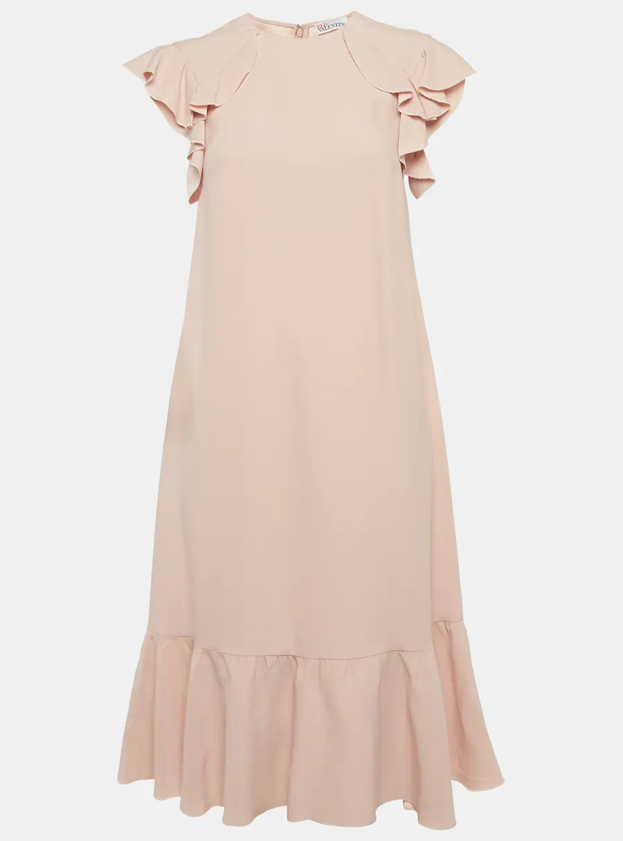 RED Valentino Light Pink Crepe Ruffle Mini Dress S