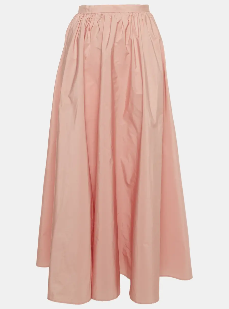 RED Valentino Pink Crepe Gathered Maxi Skirt XS