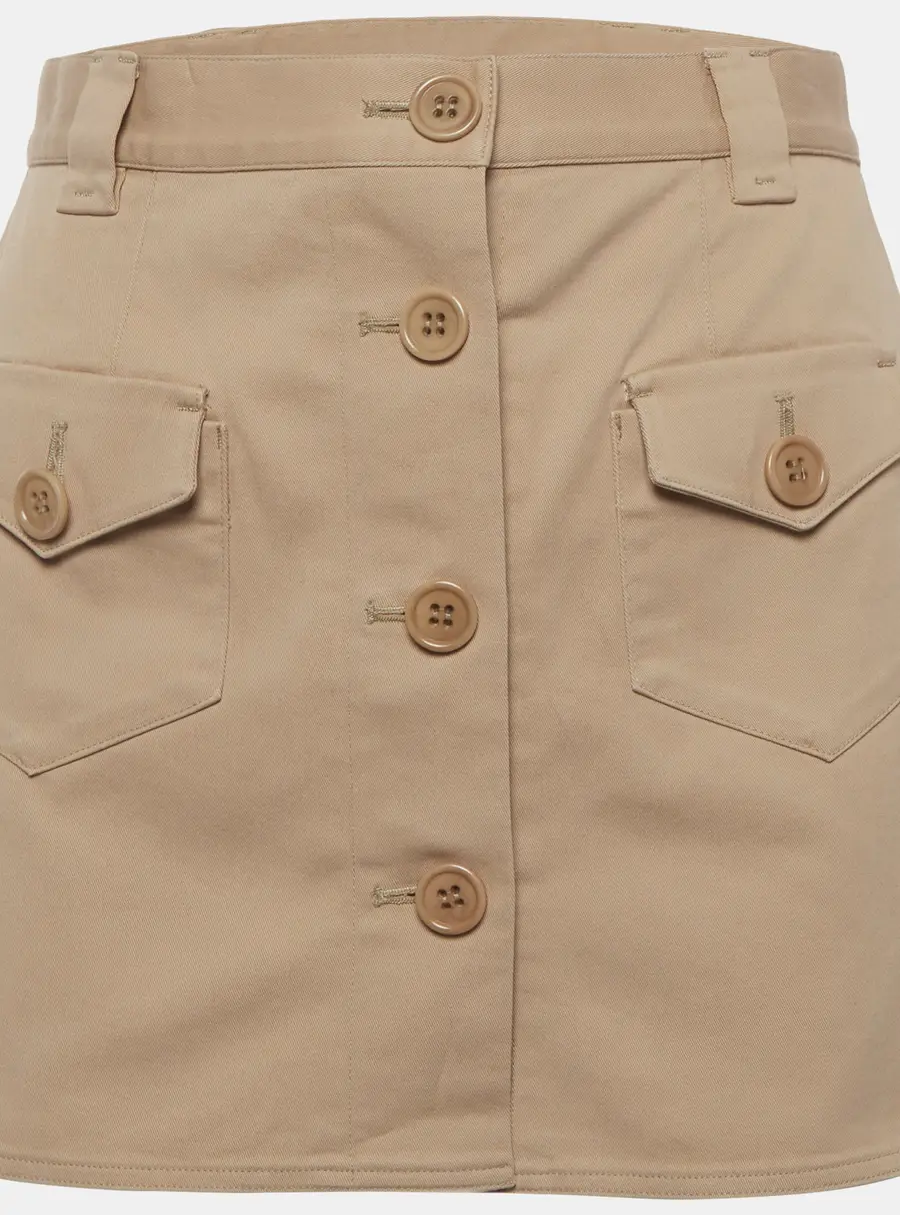 RED Valentino Beige Gabardine Button Front Mini Skort S