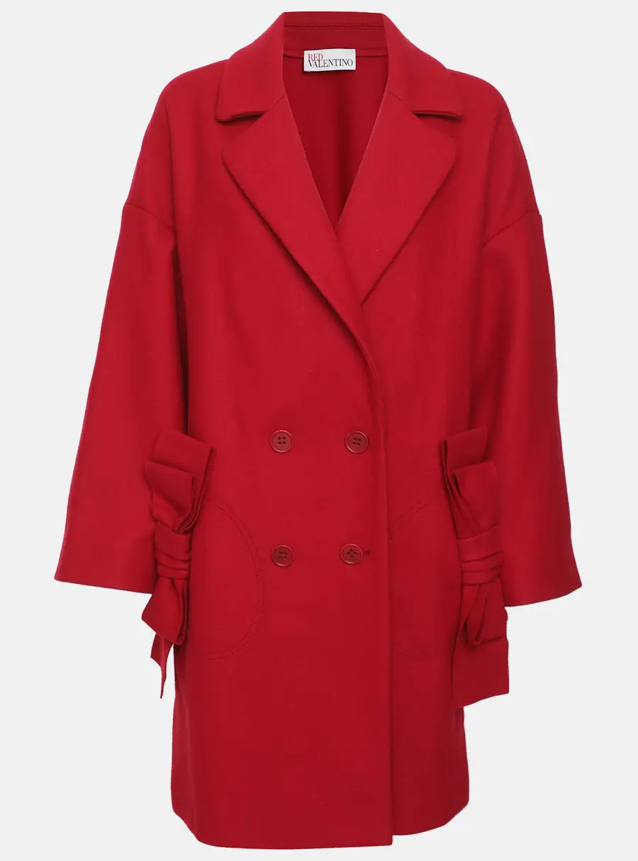 RED Valentino Red Wool Blend Double Breasted Coat M