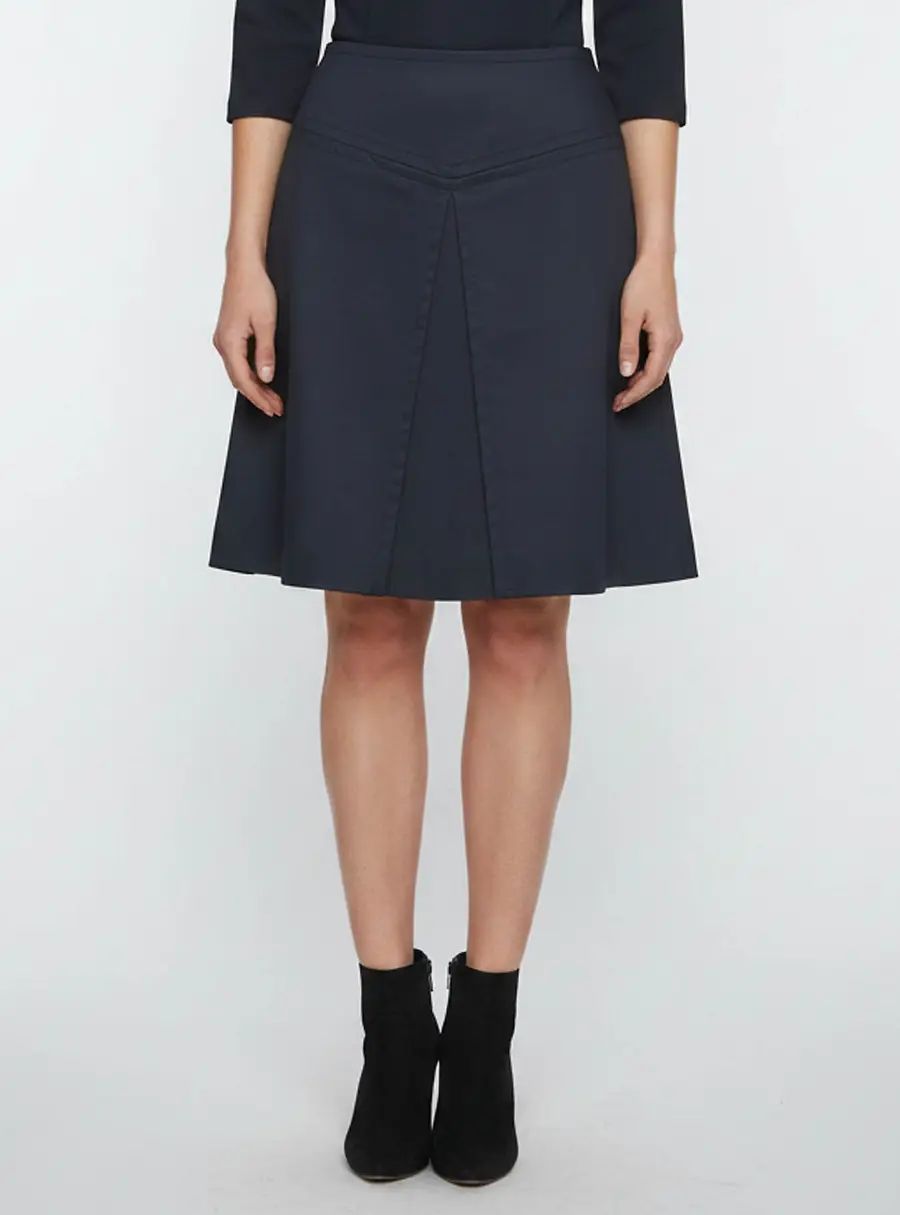 RED Valentino Navy Blue Gabardine Inverted Pleat Mini Skirt M