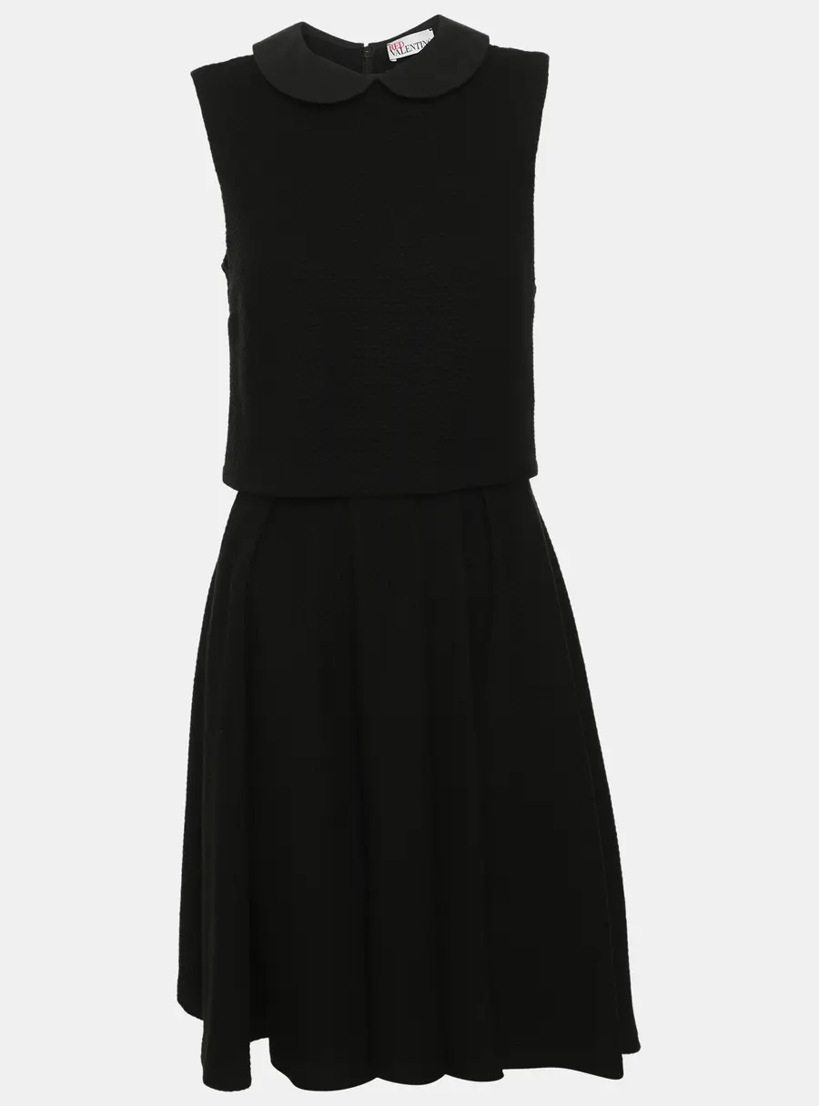 RED Valentino Black Textured Jersey Sleeveless Midi Dress S