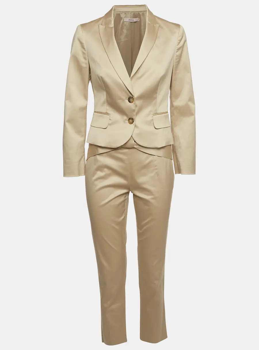 RED Valentino Beige Cotton Bow Embellished Blazer and Pant Set M/S