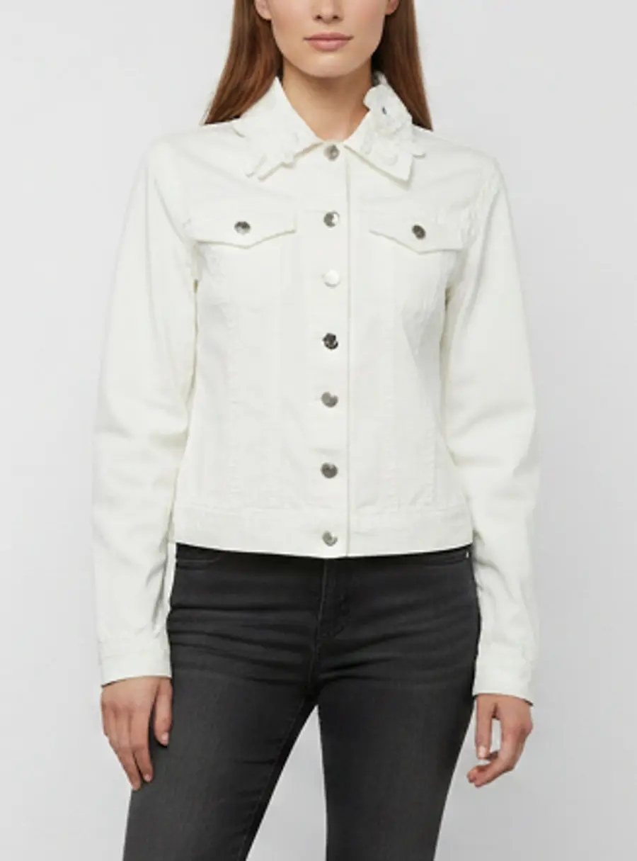 RED Valentino White Floral Applique Detail Denim Button Up Jacket S