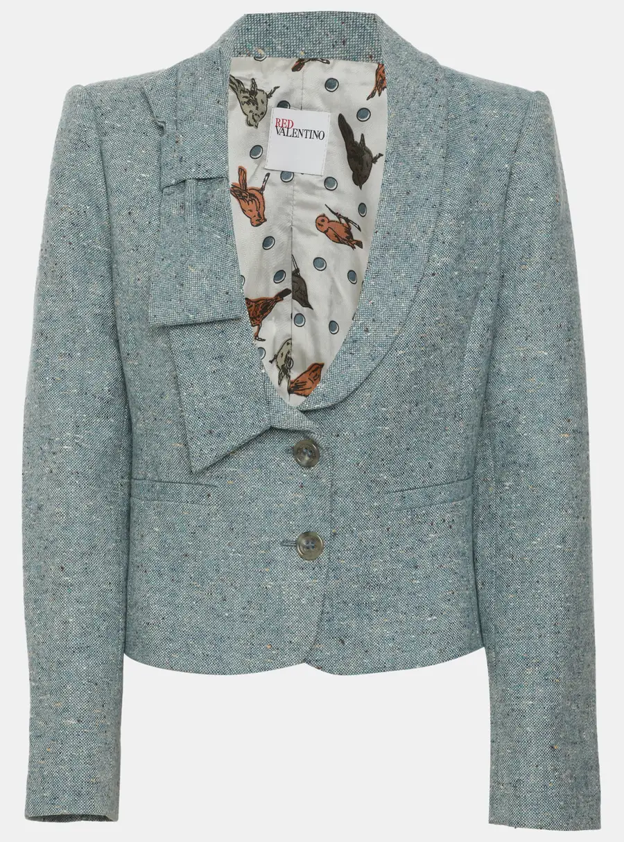 RED Valentino Blue Wool Blend Cropped Blazer S
