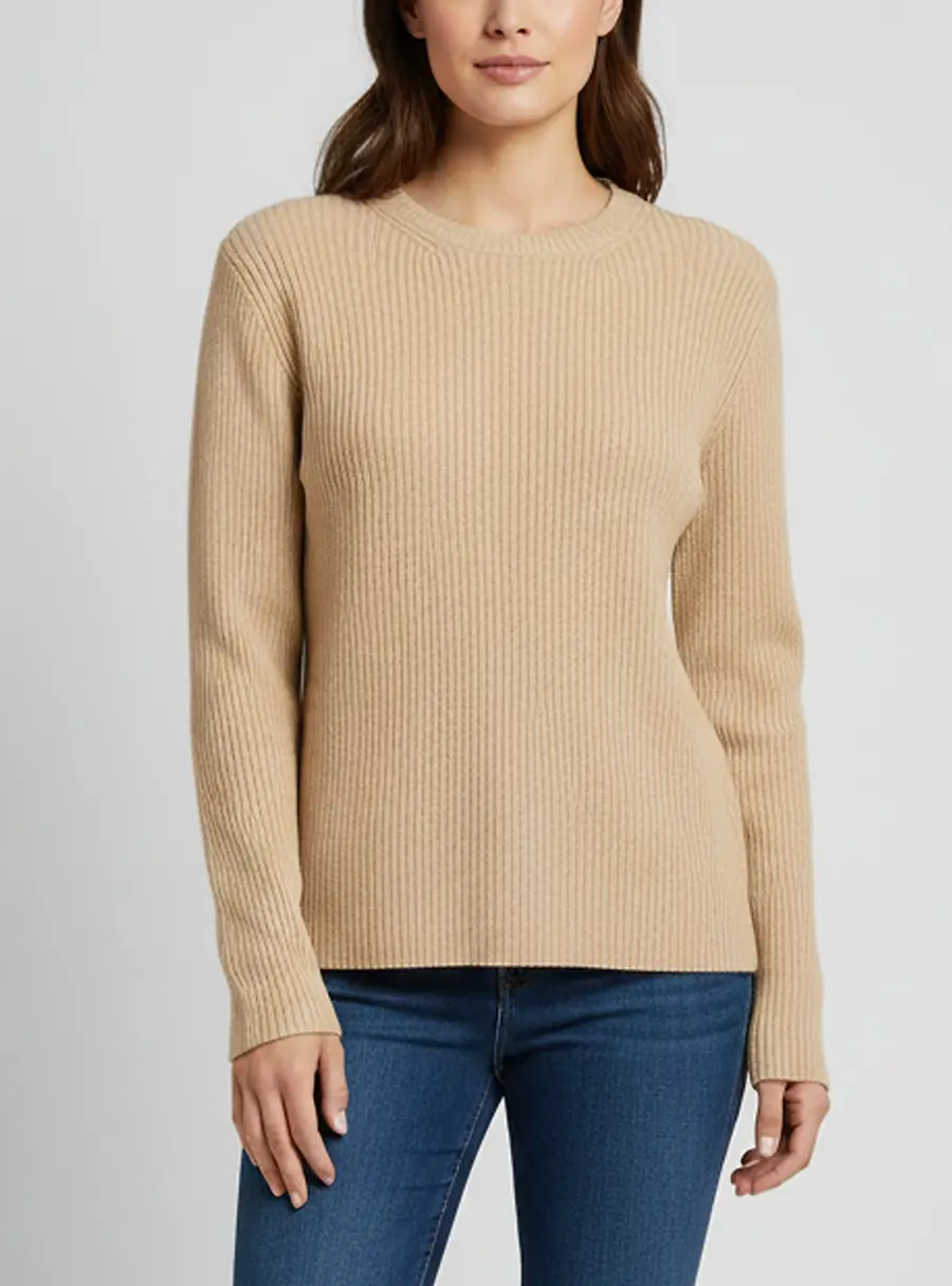 RED Valentino Beige Rib Knit Crewneck Sweater M