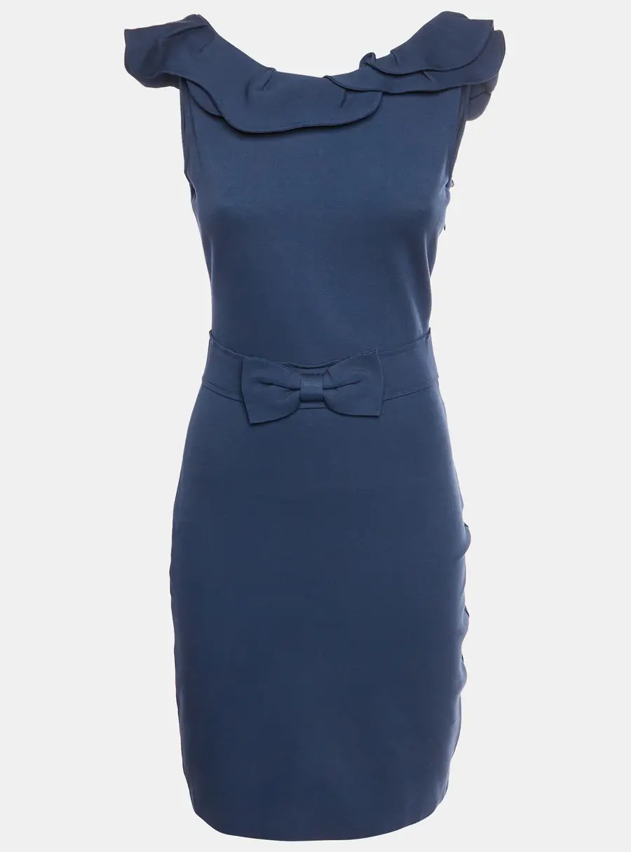 RED Valentino Navy Blue Stretch Cotton Sleeveless Mini Dress S