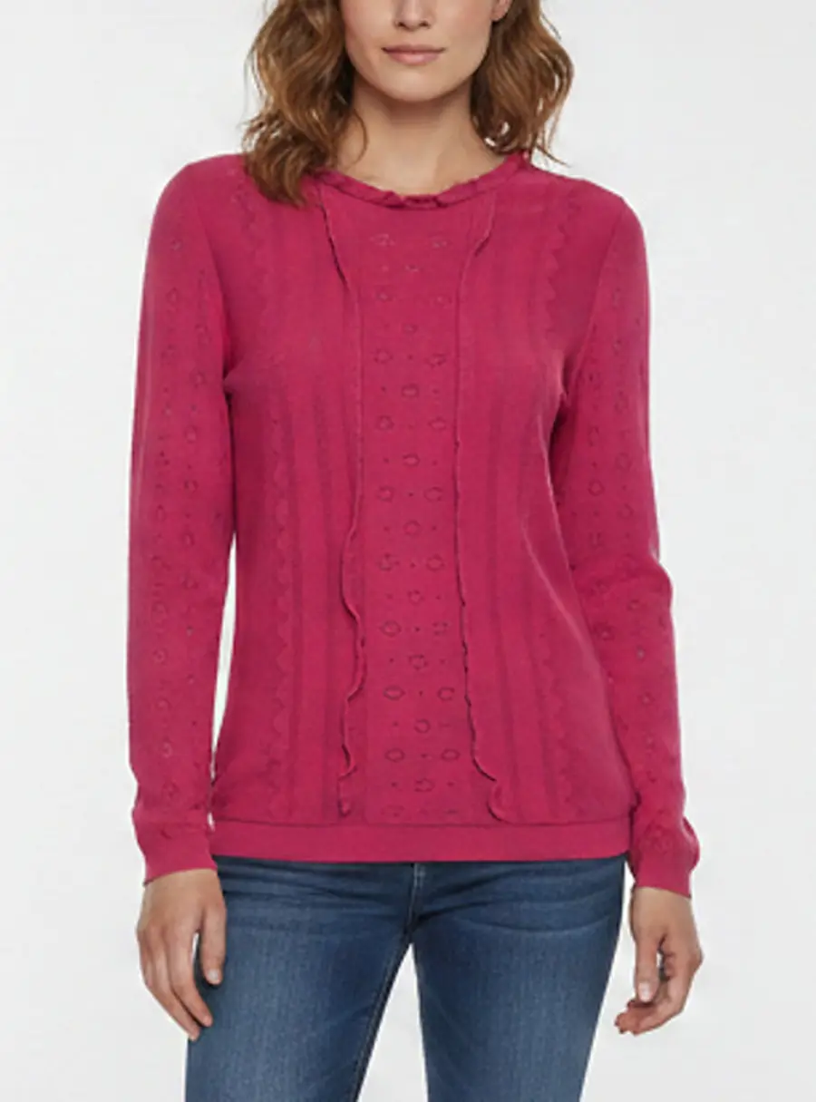 RED Valentino Pink Knit Ruffle Neck Sweatshirt M