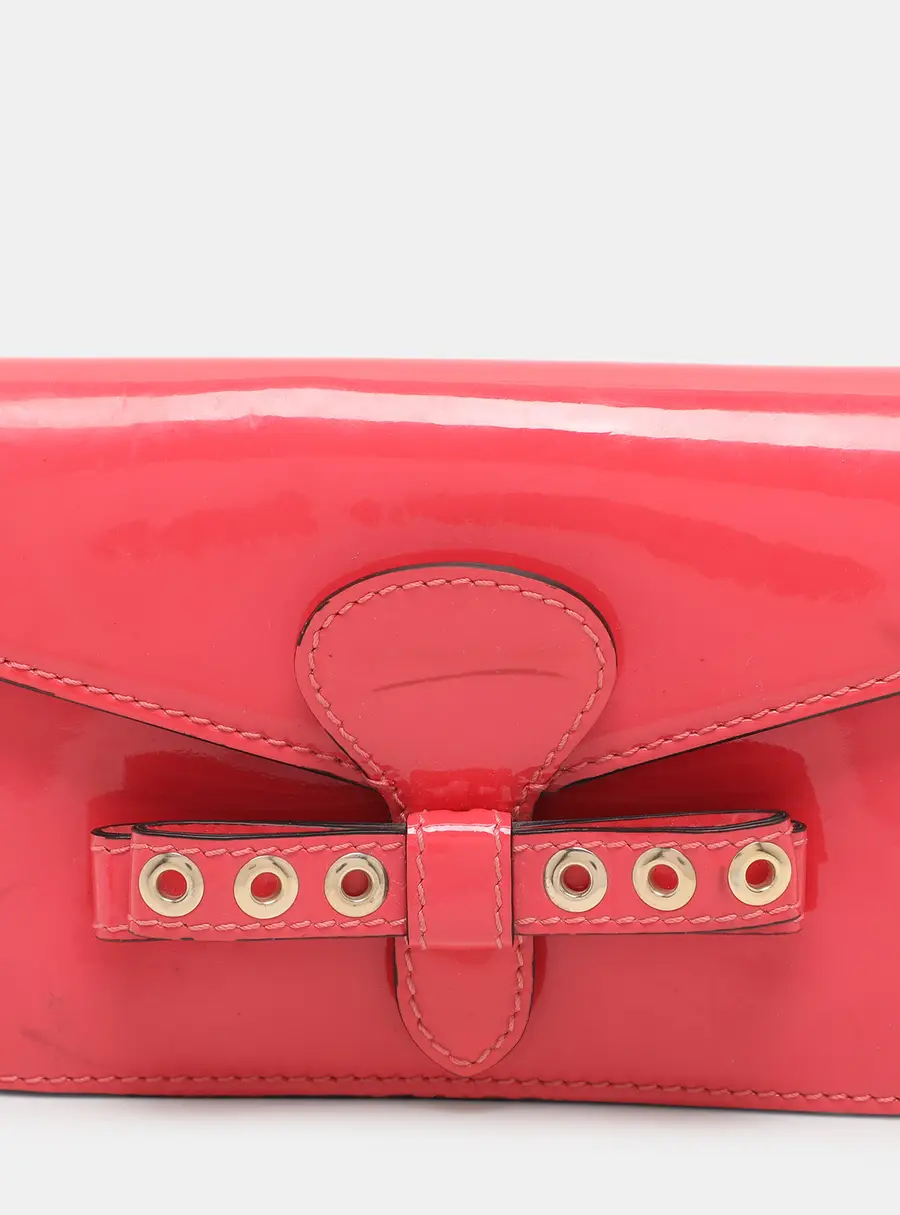 RED Valentino Red Patent Leather Bow Clutch Bag
