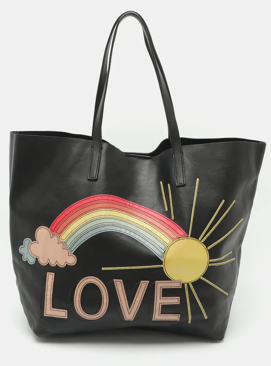 RED Valentino Rainbow & Sun Patch Leather Tote