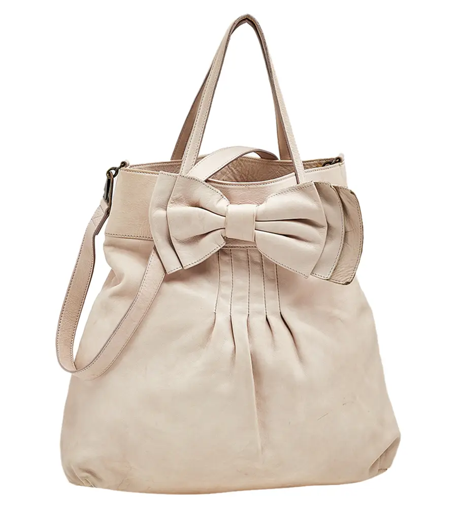 RED Valentino Beige Leather Bow Frame Satchel