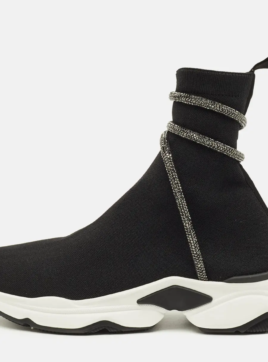 Ren&eacute; Caovilla Cleo Running Size 42 Black Knit Fabric High Top Sneakers