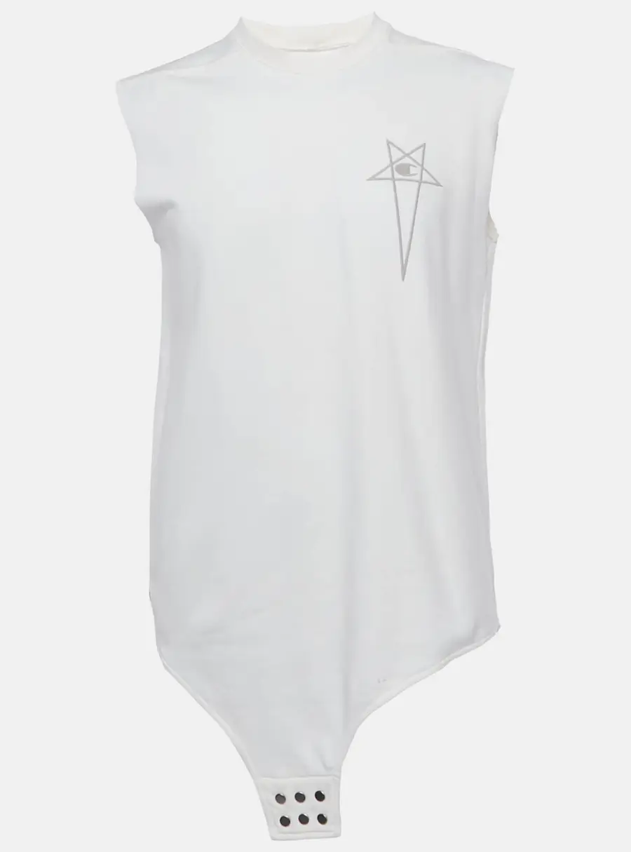 Rick Owens X Champions Off-White Embroidered Cotton Tank Top L
