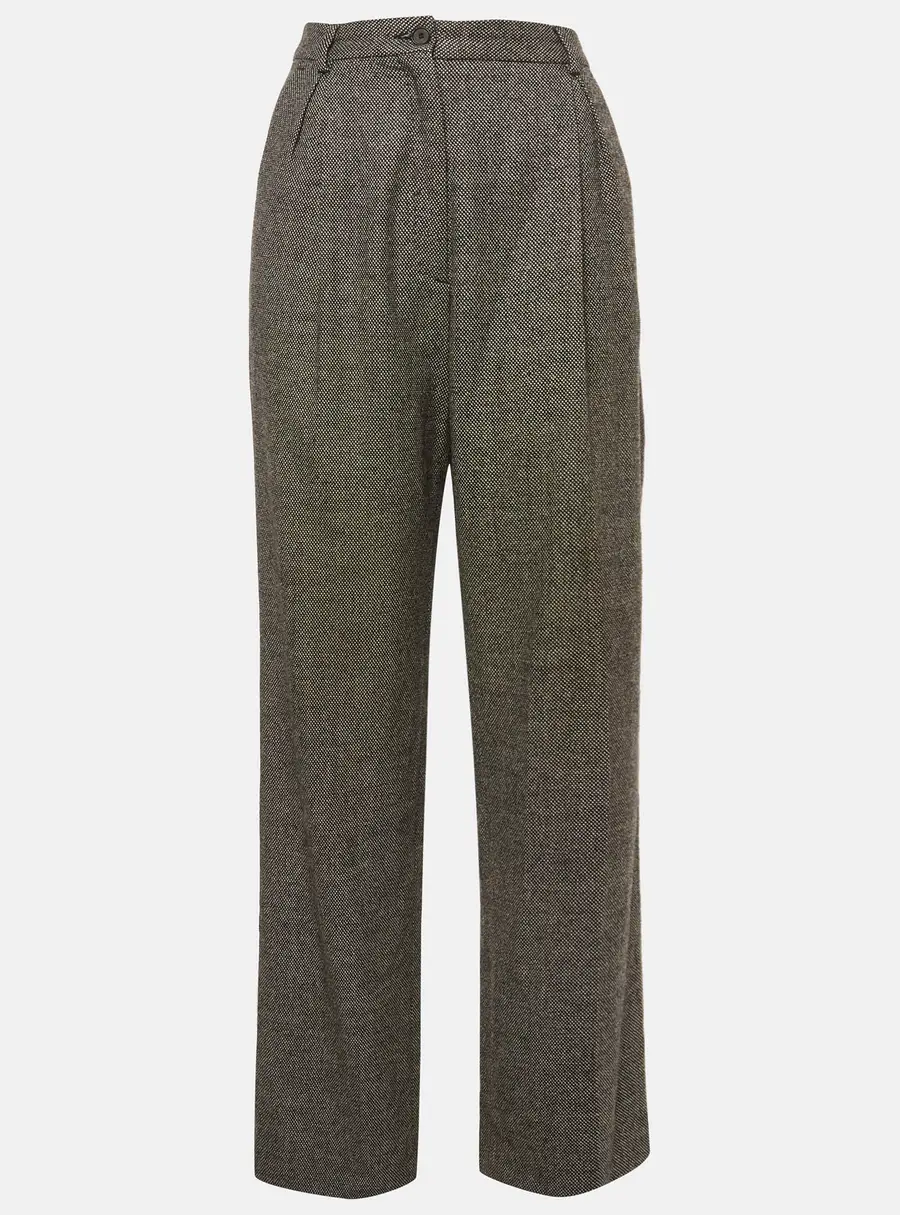 Rochas Monochrome Textured Wool Regular Fit Trousers S