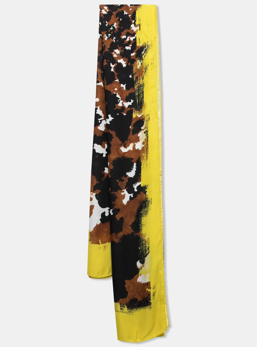 Roberto Cavalli Multicolor Camouflage Print Silk Shawl
