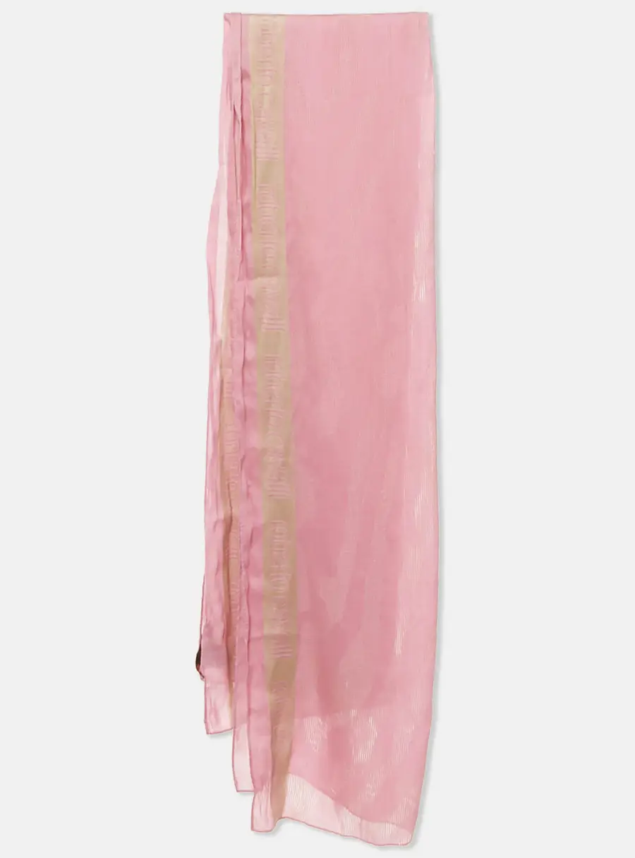 Roberto Cavalli Pink Jacquard Wool Blend Scarf
