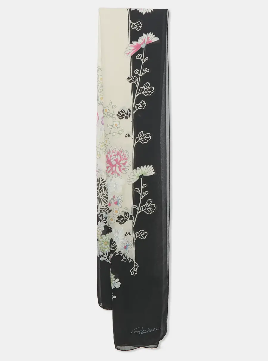 Roberto Cavalli Multicolor Floral Printed Silk Scarf